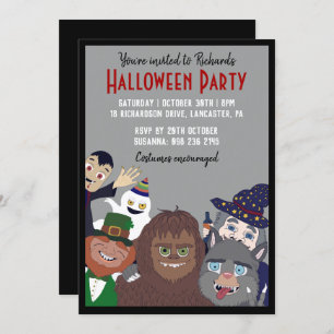 Funny Black Supernatural Halloween Costume Party Einladung