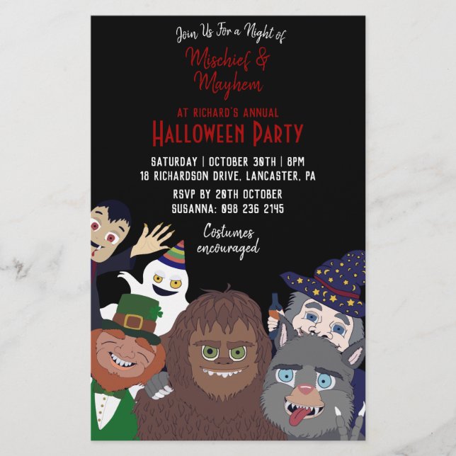 Funny Black Supernatural Halloween Costume Party Flyer (Vorne)