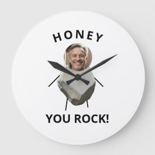 Funny Black Text Rock Foto Husband Große Wanduhr