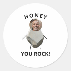 Funny Black Text Rock Foto Husband Runder Aufkleber