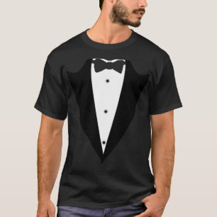 Funny Black Tuxedo Anzug Jacke mit Laptop Bow-Kraw T-Shirt