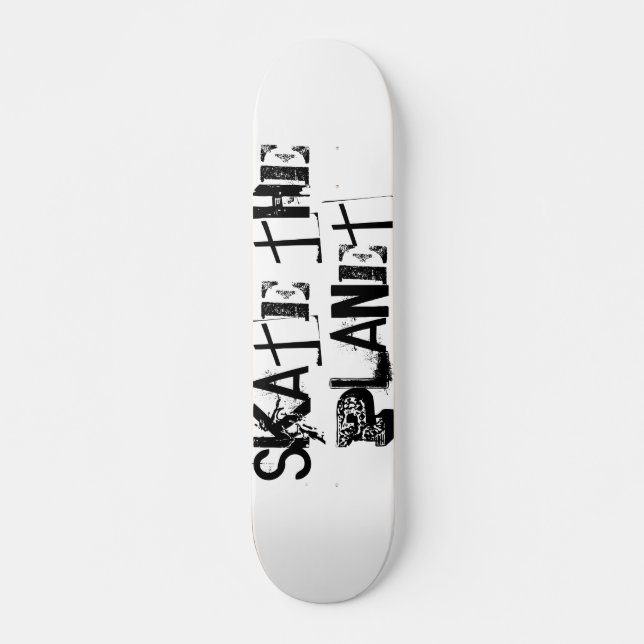 Funny Black Typografy Skate The Planet Skateboard (Vorne)