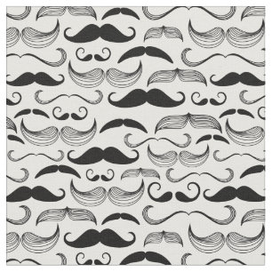 Funny Black & White Mustache Design Stoff