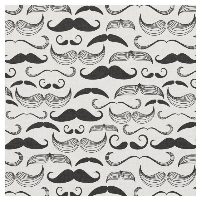 Funny Black & White Mustache Design Stoff (Nahaufnahme)