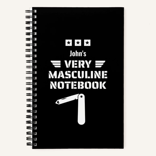 Funny Black & White Notebook Sehr maskulines Noteb Notizbuch (Vorderseite)