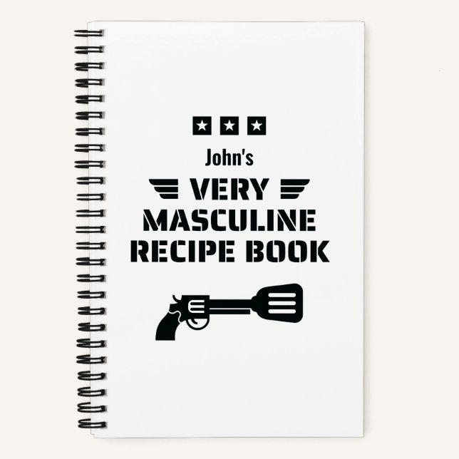 Funny Black & White Sehr masculine Rezept Buch (Vorderseite)