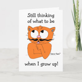 Funny Blank Inside Card Cartoon Mustache Chat Karte