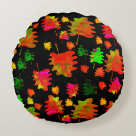 Funny Blätter Aquarellkissenkissen Rundes Kissen