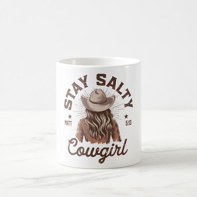 Funny Bleibe Salty Cowgirl Kaffeetasse (Mittel)