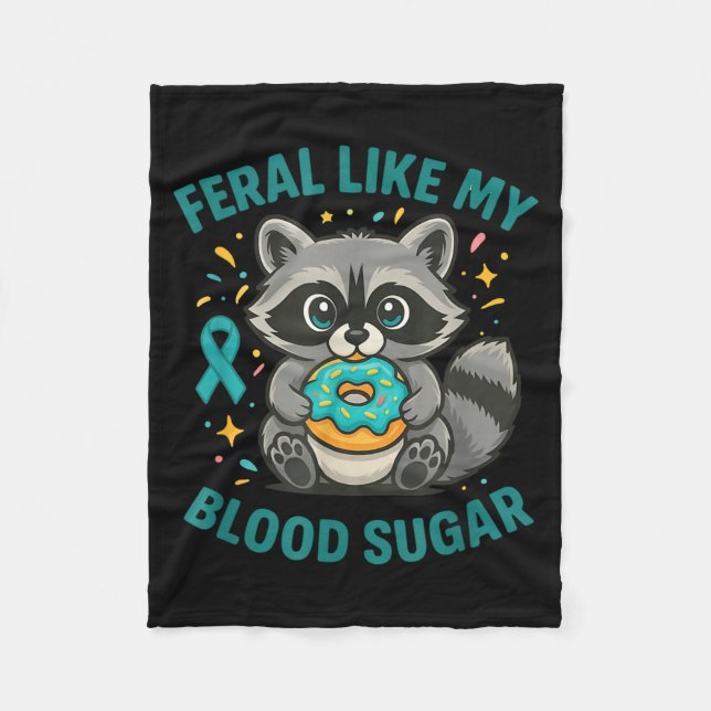 Funny Blood Sugar Raccoon Food Chaos Diabetes Fera Fleecedecke (Vorderseite)