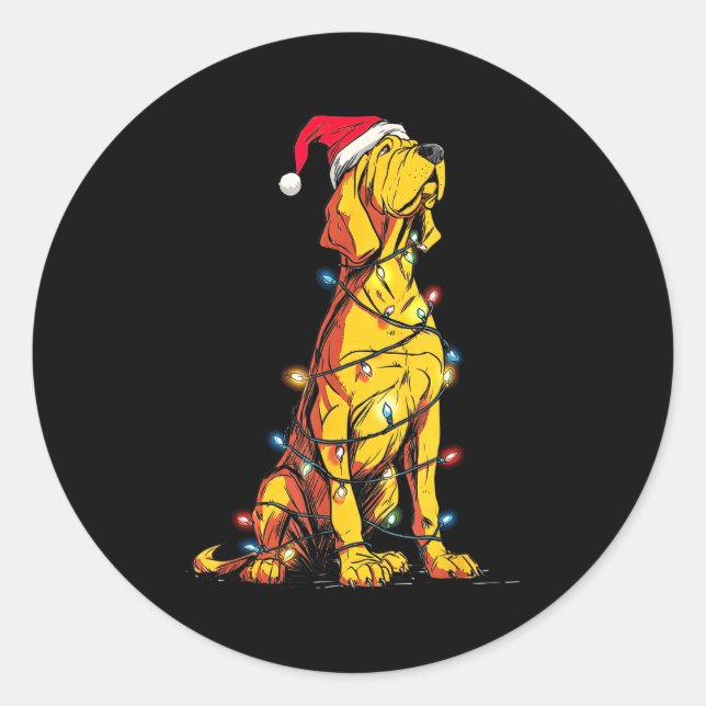 Funny Bloodhound Christmas Graphics Dog Lights Lov Runder Aufkleber (Vorderseite)