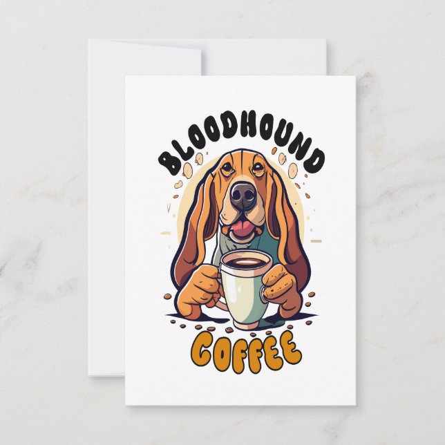 Funny Bloodhound trinkt Kaffee Dankeskarte (Vorderseite)