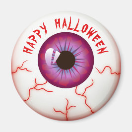 Funny Bloodshot Eyeball Happy Halloween Magnet