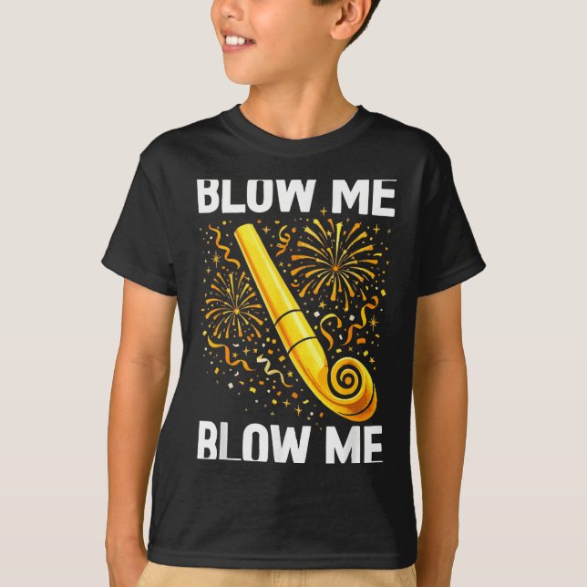 Funny Blow Me Kiss Me Happy New Year Couple Matchi T-Shirt (Vorderseite)