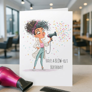 Funny Blow-Out Friseur Geburtstagskarte Dankeskarte