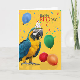 Funny Blue and Gold Macaw Parrot Birthday Karte