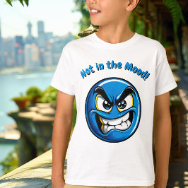 Funny Blue Angry Emoji Kids T - Shirt