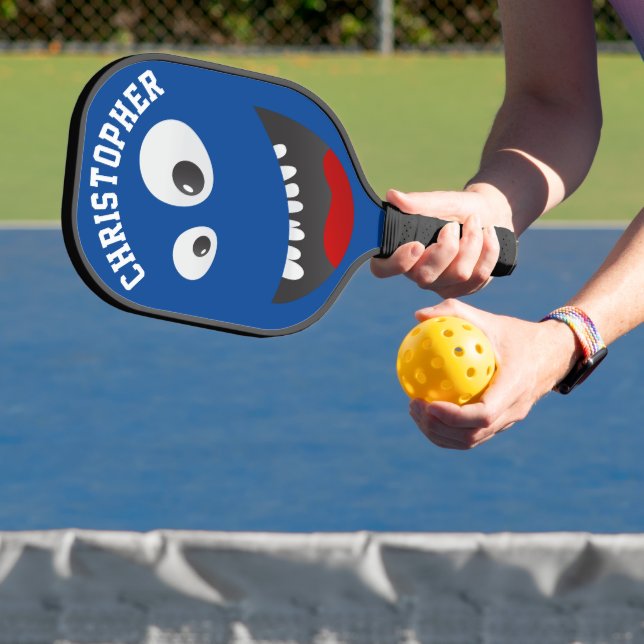 Funny Blue Beängstigend Face Novelty Personalisier Pickleball Schläger (InSitu)
