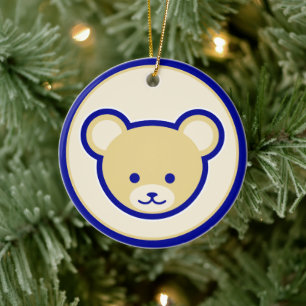 Funny Blue Beige Teddy Bär Niedlicher Vector Art Keramik Ornament