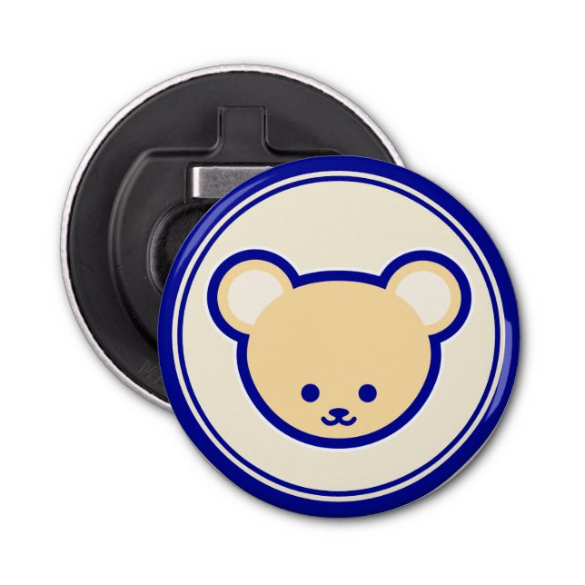 Funny Blue Beige Teddy Bear Niedlicher Cartoon Art Flaschenöffner (Vorderseite)