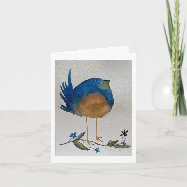 Funny Blue Bird Karte (Vorderseite)