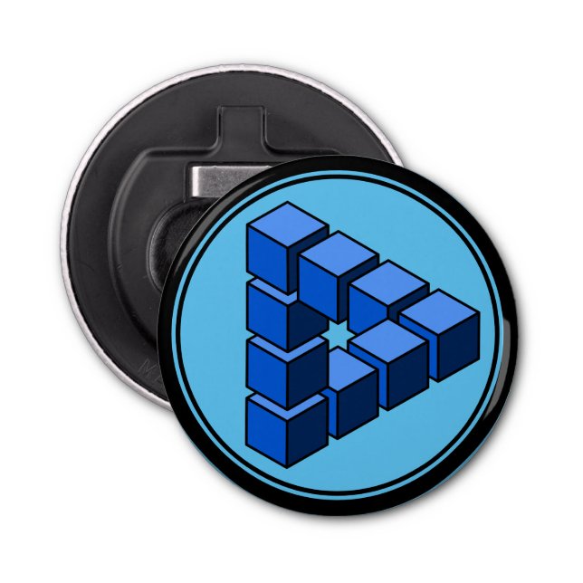 Funny Blue Black Impossible Triangle Blocks Flaschenöffner (Vorderseite)