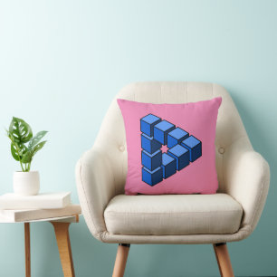 Funny Blue Black Pink Unpossible Triangle Blocks Kissen