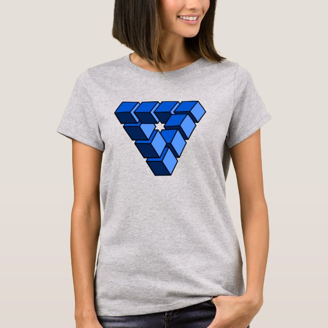Funny Blue Black Tocks Blocks Triangle Pop Art T-Shirt (Vorderseite)