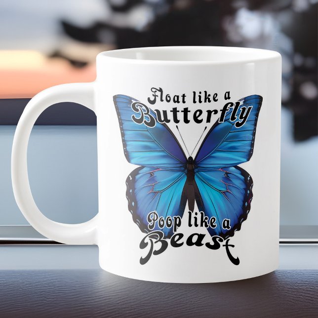 Funny Blue Butterfly Kackte wie Beast Toilet Spaß Jumbo-Tasse (Funny butterfly poop mug)