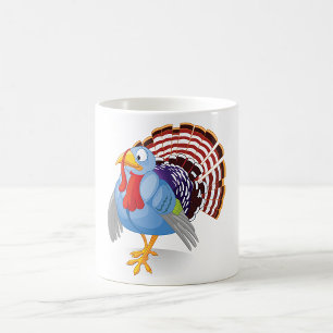 Funny Blue Cartoon Türkei mit Patriotic Feathers Kaffeetasse