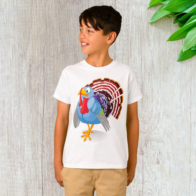 Funny Blue Cartoon Türkei mit Patriotic Feathers T-Shirt (Von Creator hochgeladen)