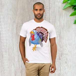 Funny Blue Cartoon Türkei mit Patriotic Feathers T-Shirt