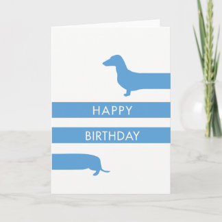 Funny blue Dackel Happy Birthday Karte