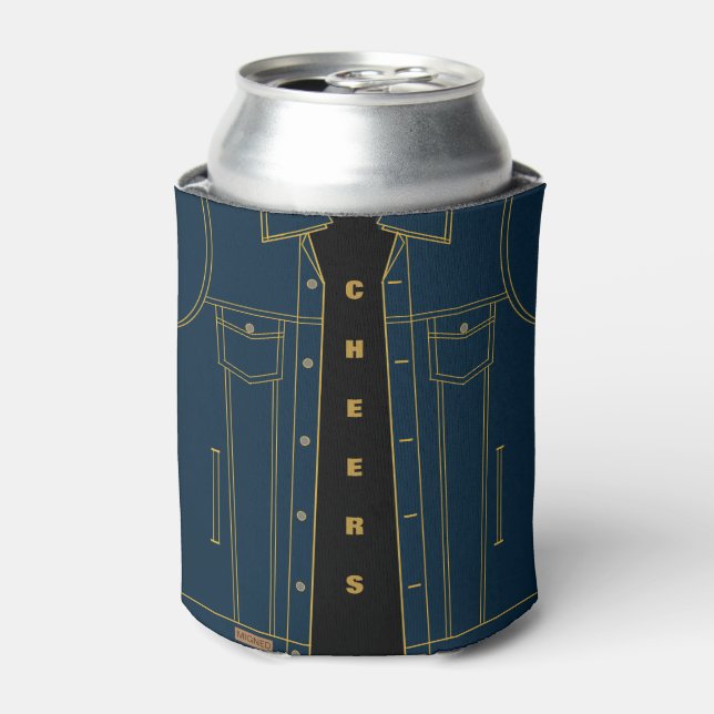 Funny Blue Denim Jacket Can Cooler - Chef Dosenkühler (Kanne Vorderseite)
