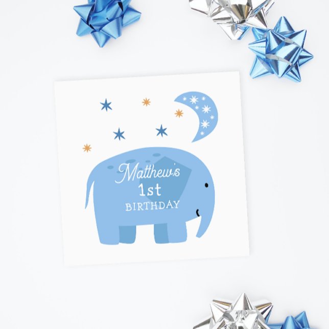 Funny Blue Elefant. Niedliche Kinder / Kindergebur Serviette (Von Creator hochgeladen)