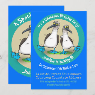Funny Blue Footed Boobies 3. Geburtstag Cartoon Einladung
