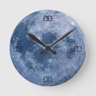 Funny blue full moon space night cover runde wanduhr