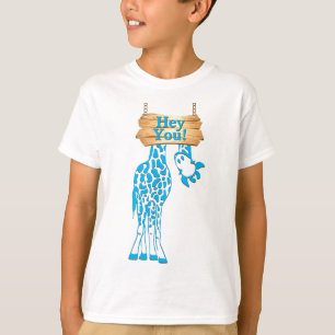 Funny Blue Giraffe Hey, du unterschreib T-Shirt