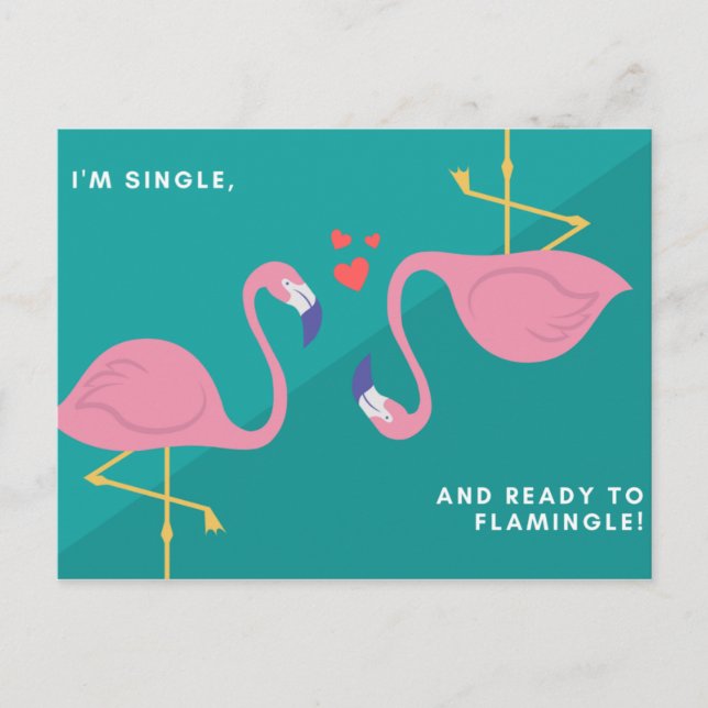 Funny Blue Green Flamingo Postkarte (Vorderseite)