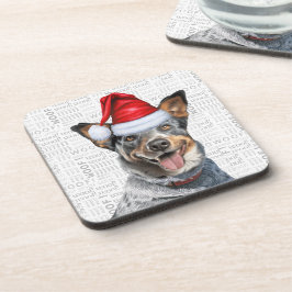 Funny Blue Heeler Dog Wine of Word Art Holiday Getränkeuntersetzer