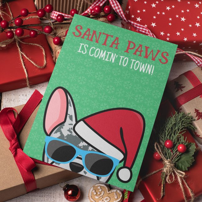 Funny Blue Merle Frenchie Santa Paws Weihnachten Karte (Von Creator hochgeladen)