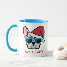 Funny Blue Merle Frenchie Santa Paws Weihnachten Tasse