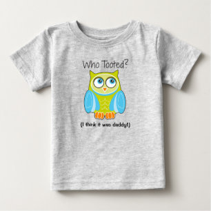 Funny Blue Owl "Who Tooted" Kids-T - Shirt