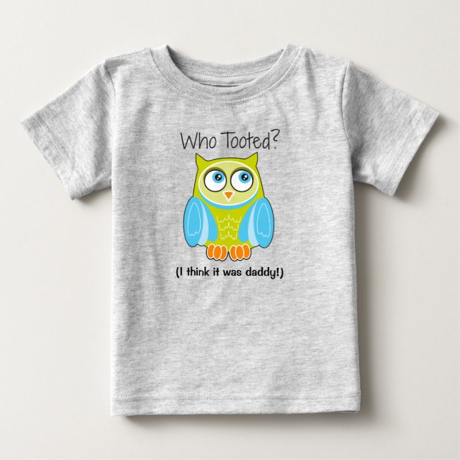 Funny Blue Owl "Who Tooted" Kids-T - Shirt (Vorderseite)