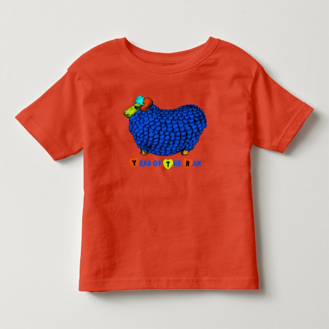 Funny Blue Ram Chinese Year Zodiac Kleinkind T T-shirt (Vorderseite)