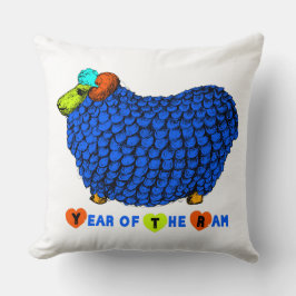 Funny Blue Ram Chinese Year Zodiac Square P Kissen