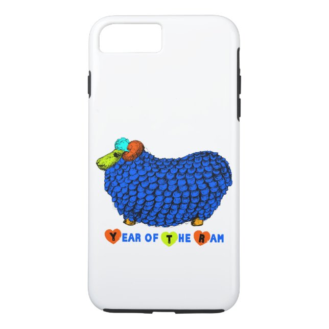 Funny Blue Ram Chinesisches Jahr Zodiac iPhone Case-Mate iPhone Hülle (Rückseite)
