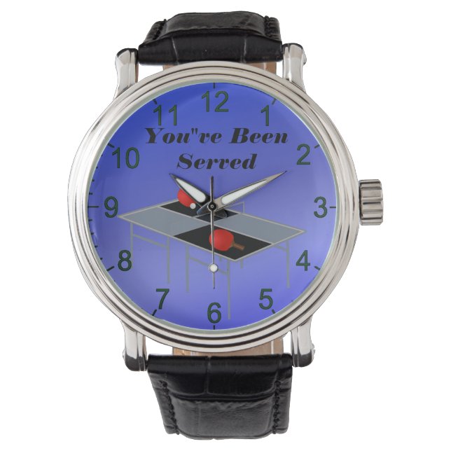 Funny Blue Table Tennis, Mens Wrist Watch Armbanduhr (Vorderseite)