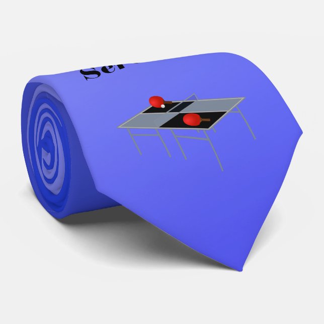 Funny Blue Table Tennis, Neck Tie Krawatte (Gerollt)