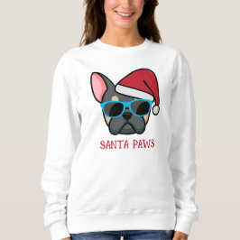 Funny Blue Tan Frenchie Santa Paws Weihnachten Sweatshirt